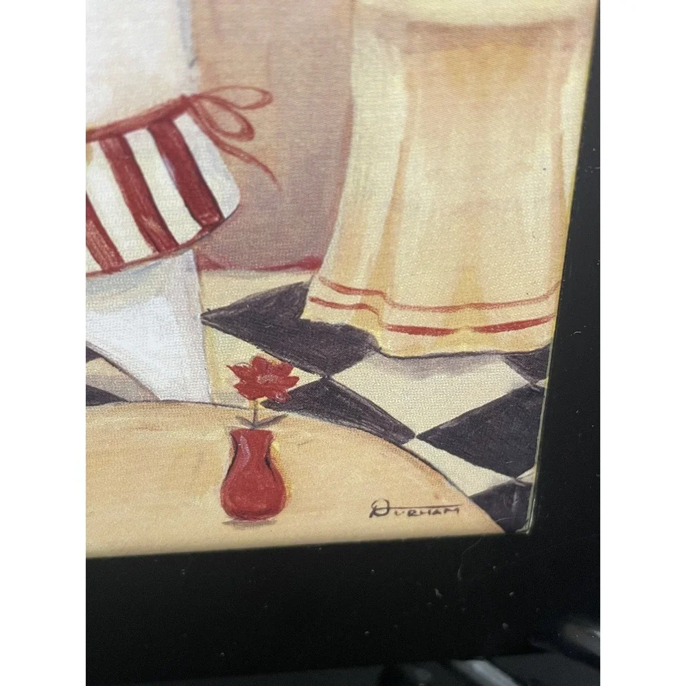 4PC.Set Ceramic Tile Cook Chief Desing With Wood Frame Kitchen‎ Decor